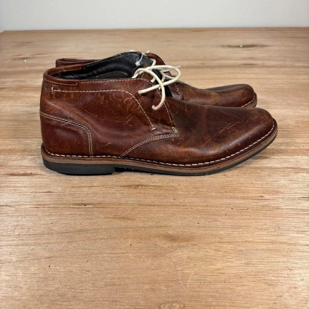 Steve Madden P-IVON 982 Mens Wood Brown Leather Chukka Desert Boots Size 11